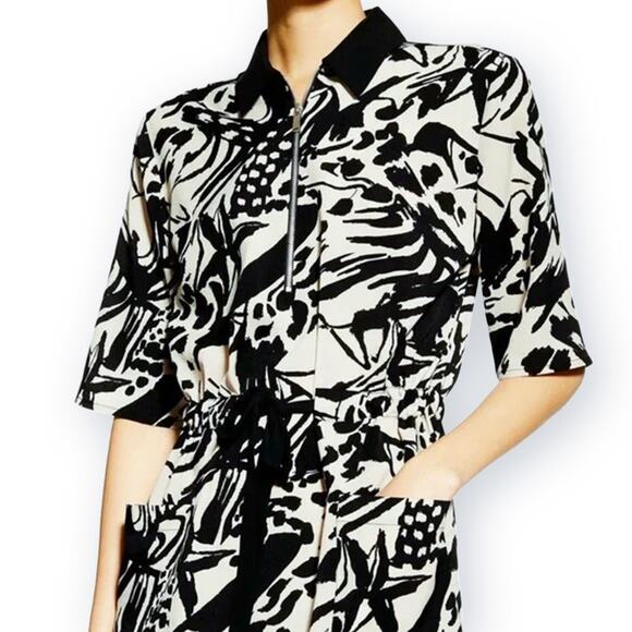 TOPSHOP Printed Collared Midi Dress Size 8 - Picture 6 of 12